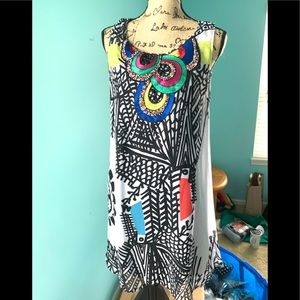 Desigual Sheer Black/White Shift Dress T2040